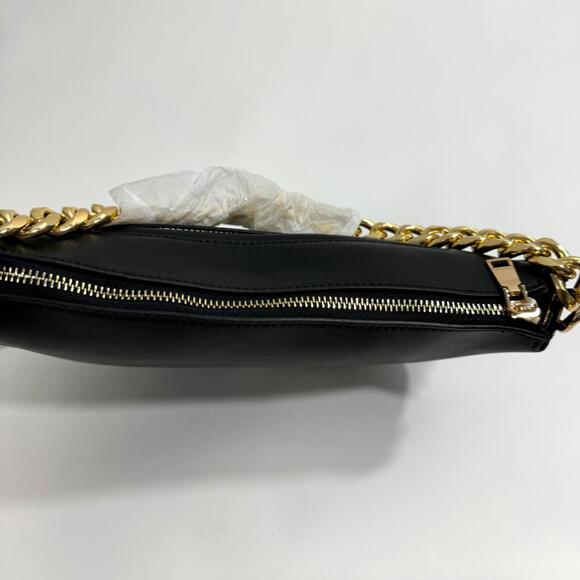 Urban Expressions Black Smooth Faux Leather Vivian Chunky Chain Crossbody New - Picture 6 of 10